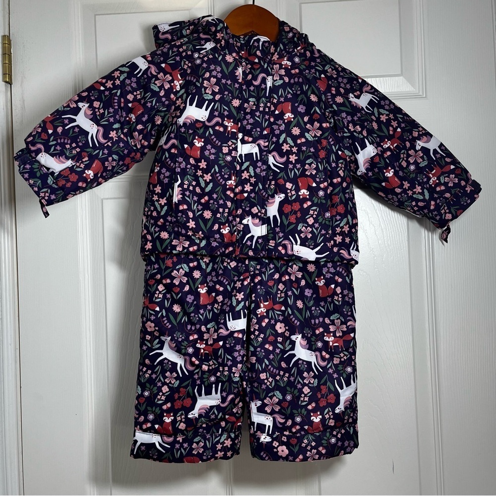 CHILDREN’S PLACE Unicorn Print Kids Snow Pants and Jacket Set Size 12-18 Months